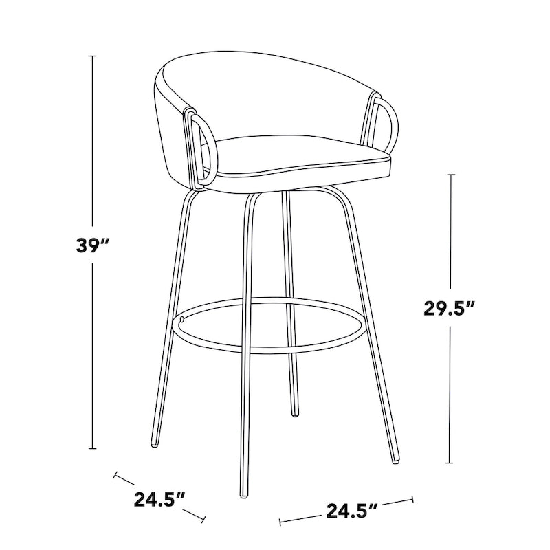Sgabello da Bar in Velluto con Metallo Dorato, Altezza Fissa, Girevole a 360° – Set da 2
