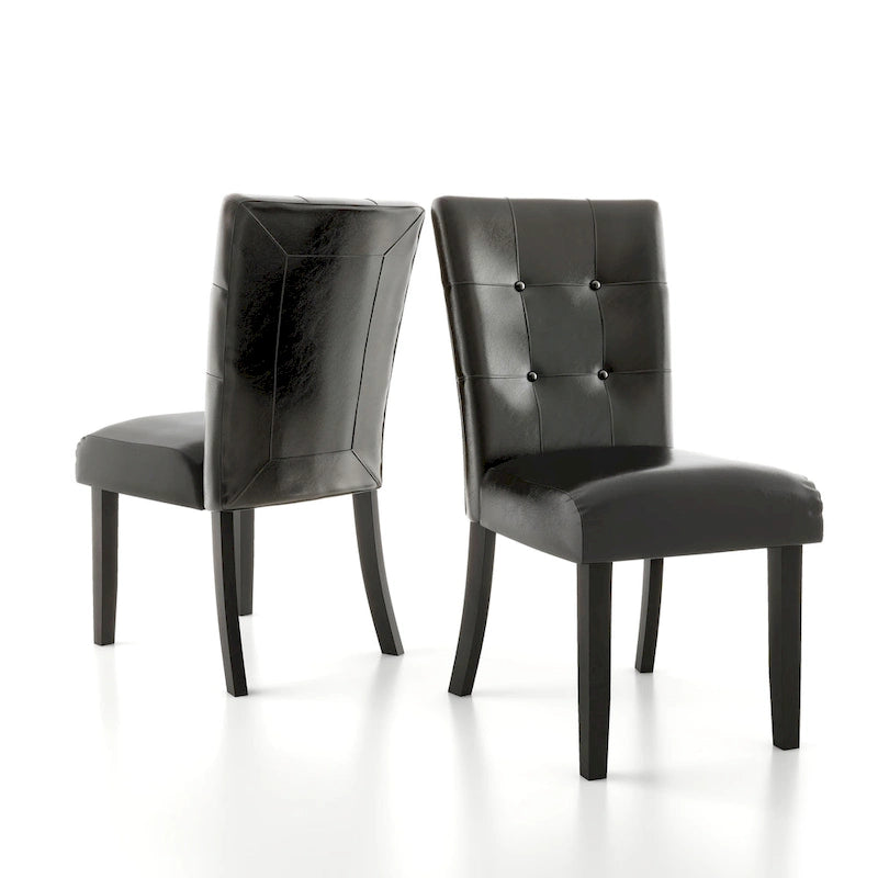 Sedia da pranzo Lerc contemporanea in similpelle trapuntata color caffè di Furniture of America (set da 2)