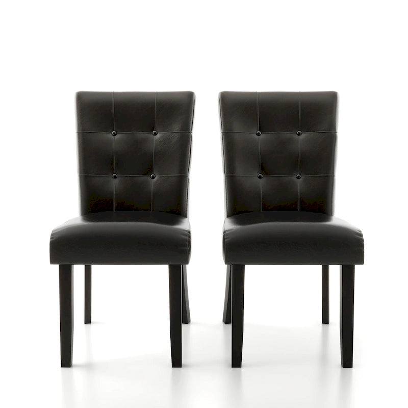 Sedia da pranzo Lerc contemporanea in similpelle trapuntata color caffè di Furniture of America (set da 2)