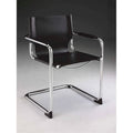 Sedia da pranzo in similpelle nera, gambe cromate, set da 2