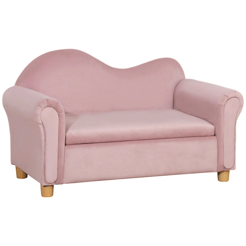 Divanetto/poltrona per bambini grigio/rosa con vano portaoggetti a scomparsa, per 1 bambino dai 3 ai 5 anni