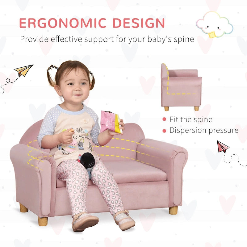 Divanetto/poltrona per bambini grigio/rosa con vano portaoggetti a scomparsa, per 1 bambino dai 3 ai 5 anni
