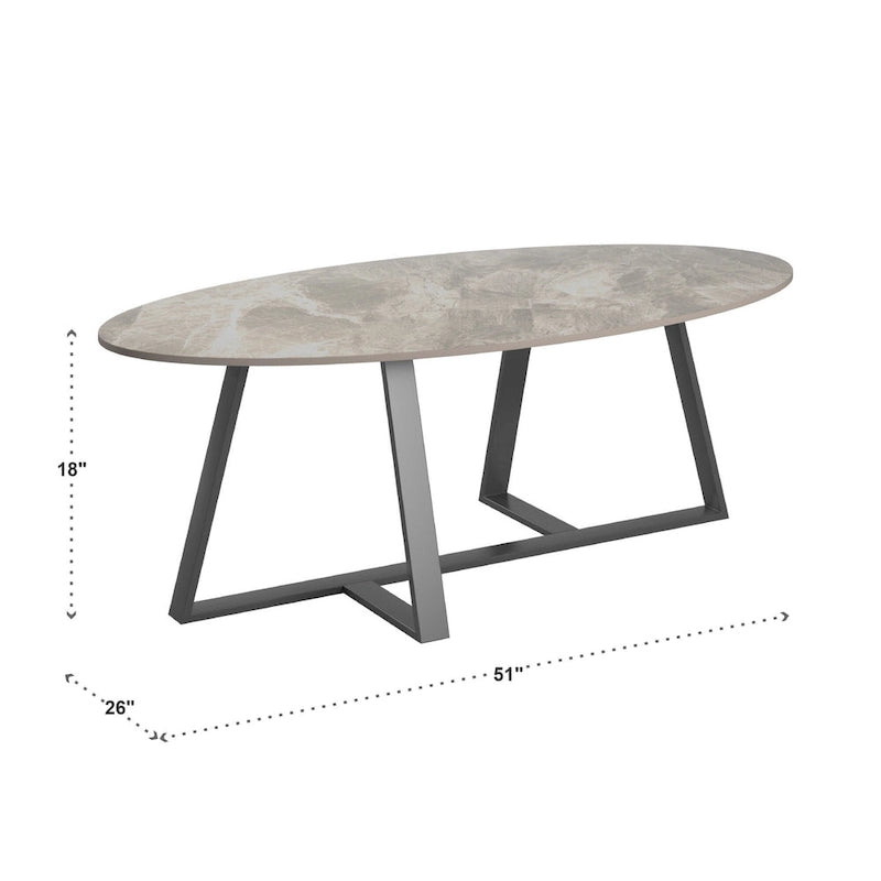 Tavolino da Caffè in Pietra Sinterizzata Grigio/Bianco, Mid-Century Modern, Set da 1-2 Pezzi