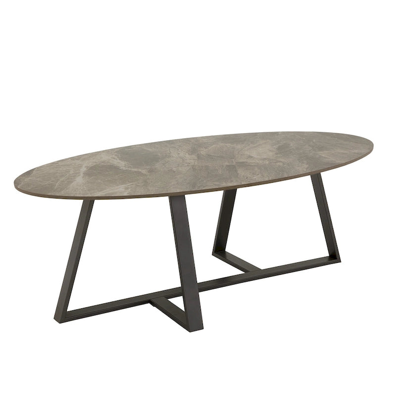 Tavolino da Caffè in Pietra Sinterizzata Grigio/Bianco, Mid-Century Modern, Set da 1-2 Pezzi