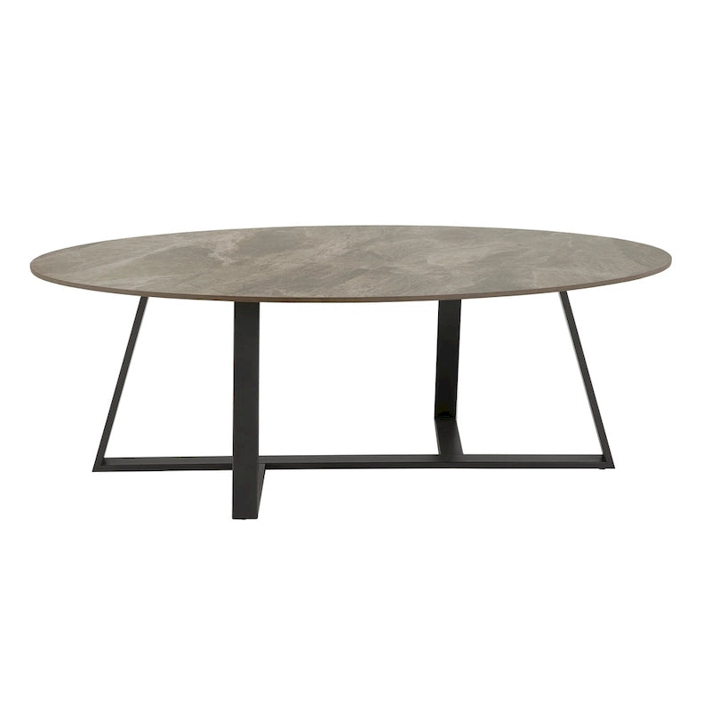 Tavolino da Caffè in Pietra Sinterizzata Grigio/Bianco, Mid-Century Modern, Set da 1-2 Pezzi