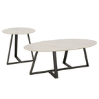 Tavolino da Caffè in Pietra Sinterizzata Grigio/Bianco, Mid-Century Modern, Set da 1-2 Pezzi