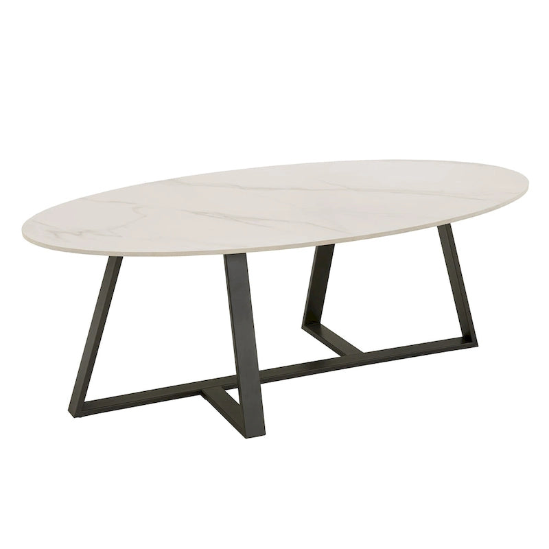 Tavolino da Caffè in Pietra Sinterizzata Grigio/Bianco, Mid-Century Modern, Set da 1-2 Pezzi