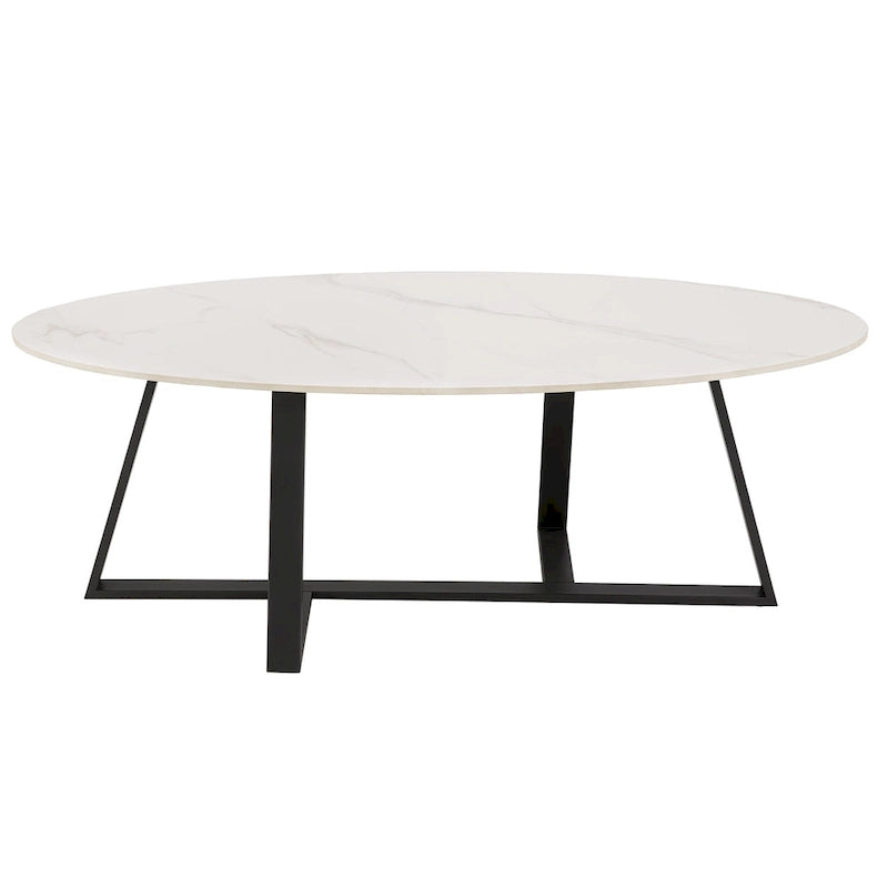 Tavolino da Caffè in Pietra Sinterizzata Grigio/Bianco, Mid-Century Modern, Set da 1-2 Pezzi