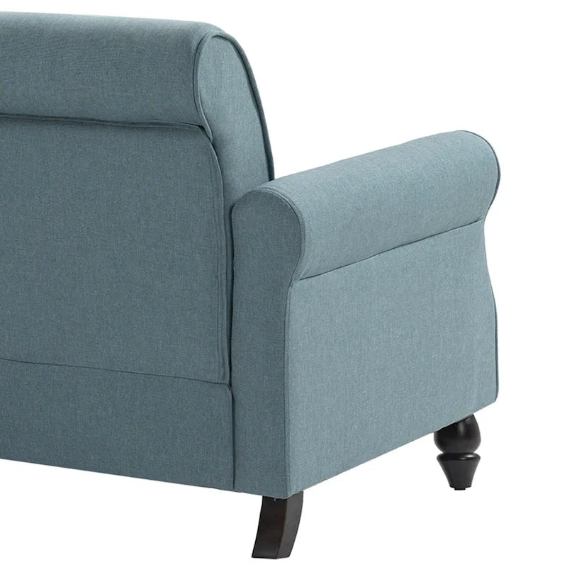 Divanetto a due posti in lino da 185 cm – Borchie decorative, Braccioli arrotondati | Beige / Blu scuro / Azzurro / Grigio scuro