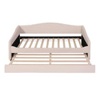 Letto a una piazza singolo imbottito rosa/grigio/beige con luci LED e letto estraibile – Per 2 persone