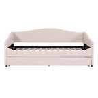 Letto a una piazza singolo imbottito rosa/grigio/beige con luci LED e letto estraibile – Per 2 persone