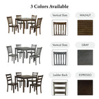 Set da pranzo di 5 pezzi in legno massello, Espresso / Noce / Grigio, 4 posti a sedere