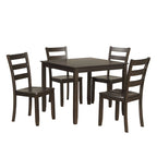 Set da pranzo di 5 pezzi in legno massello, Espresso / Noce / Grigio, 4 posti a sedere
