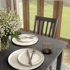 Set da pranzo di 5 pezzi in legno massello, Espresso / Noce / Grigio, 4 posti a sedere