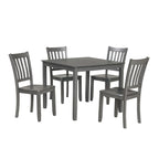 Set da pranzo di 5 pezzi in legno massello, Espresso / Noce / Grigio, 4 posti a sedere