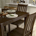 Set da pranzo di 5 pezzi in legno massello, Espresso / Noce / Grigio, 4 posti a sedere