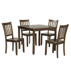 Set da pranzo di 5 pezzi in legno massello, Espresso / Noce / Grigio, 4 posti a sedere