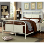 Letto a pannelli in metallo stile industriale anticato avorio/rosso/bianco – Queen/King/California King, Per 2