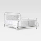 Letto a pannelli in metallo stile industriale anticato avorio/rosso/bianco – Queen/King/California King, Per 2