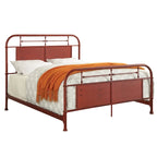 Letto a pannelli in metallo stile industriale anticato avorio/rosso/bianco – Queen/King/California King, Per 2