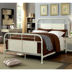 Letto a pannelli in metallo stile industriale anticato avorio/rosso/bianco – Queen/King/California King, Per 2