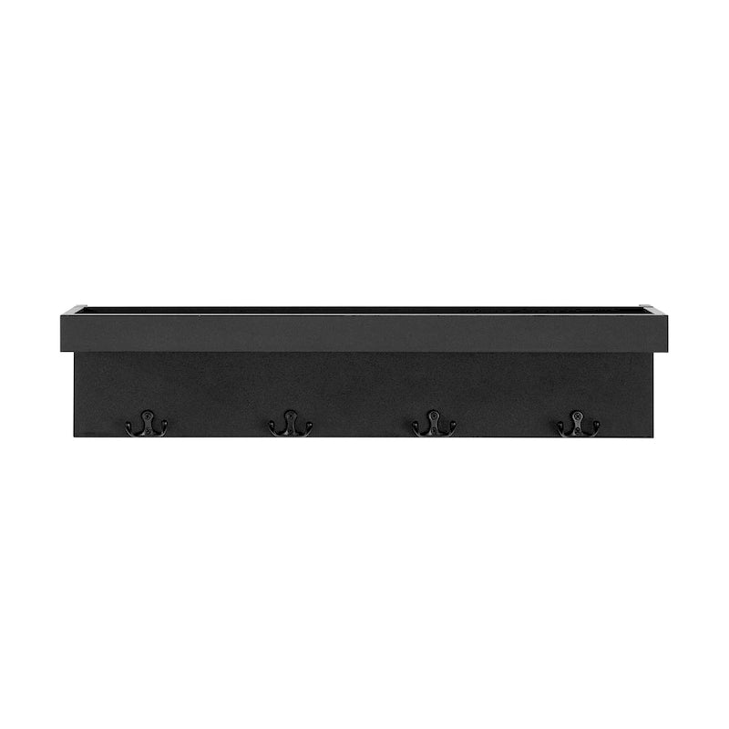 Appendiabiti da Parete Nero/Bianco con Ripiano, Monoutente, 4 Ganci
