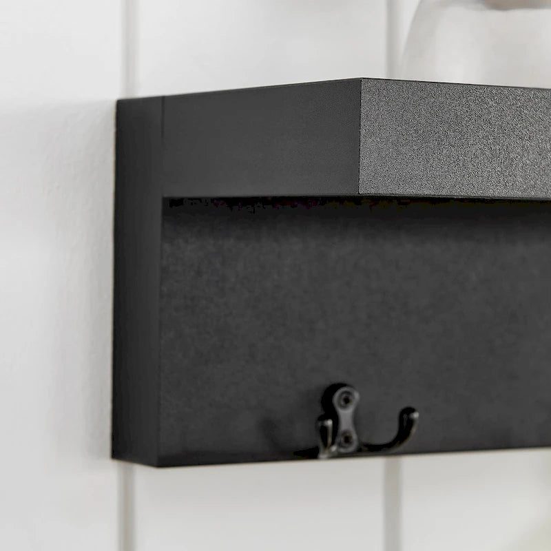 Appendiabiti da Parete Nero/Bianco con Ripiano, Monoutente, 4 Ganci