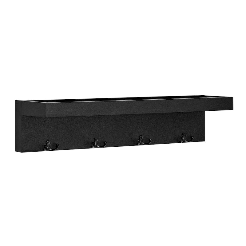 Appendiabiti da Parete Nero/Bianco con Ripiano, Monoutente, 4 Ganci