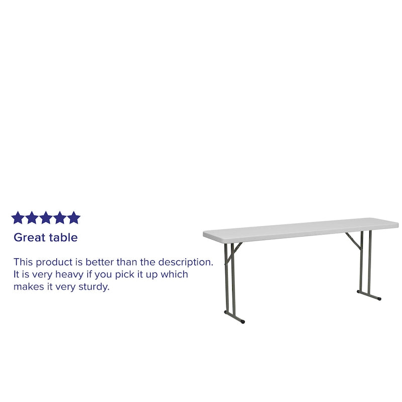 Tavolo da formazione pieghevole bianco, rettangolare, 3 posti – 45,7 cm L x 182,9 cm P