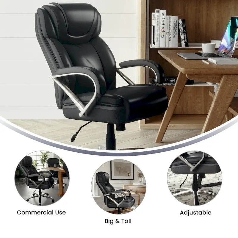 Sedia da ufficio girevole in LeatherSoft con schienale alto Nera/Marrone/Tortora, 1 posto, capacità 227 kg