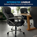 Sedia da ufficio girevole in LeatherSoft con schienale alto Nera/Marrone/Tortora, 1 posto, capacità 227 kg