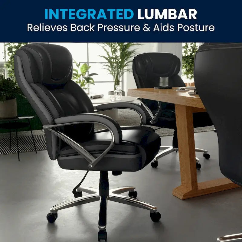 Sedia da ufficio girevole in LeatherSoft con schienale alto Nera/Marrone/Tortora, 1 posto, capacità 227 kg