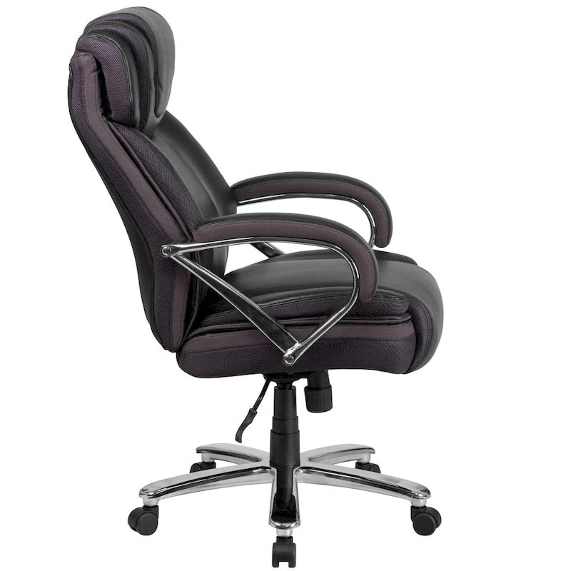 Sedia da ufficio girevole in LeatherSoft con schienale alto Nera/Marrone/Tortora, 1 posto, capacità 227 kg