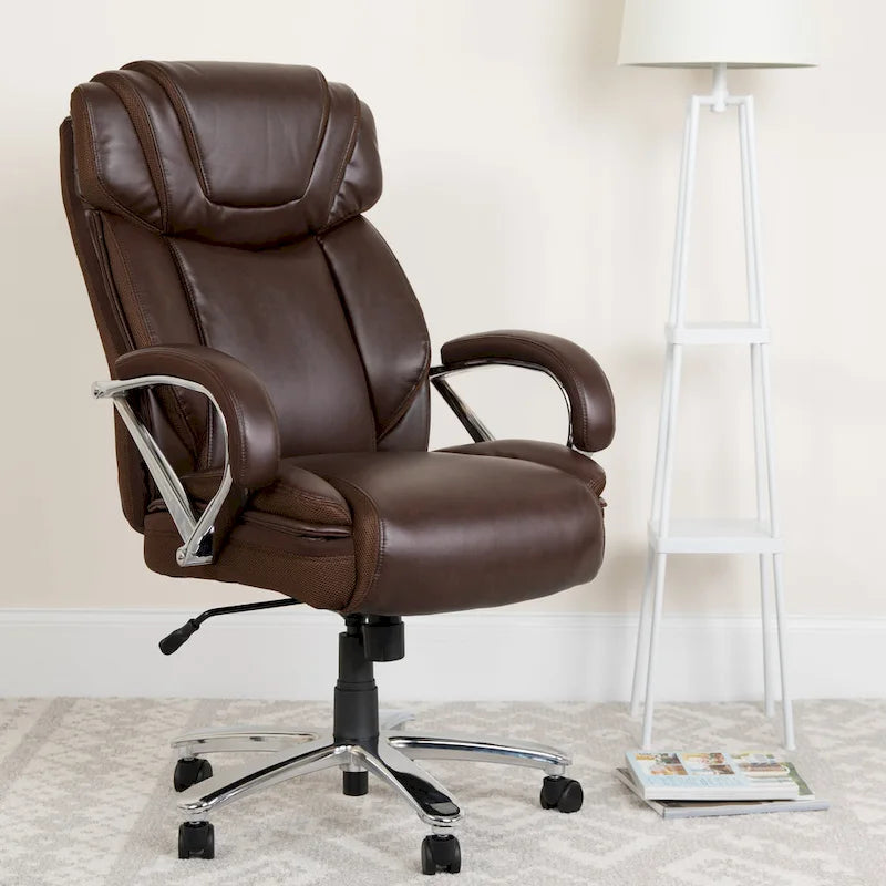 Sedia da ufficio girevole in LeatherSoft con schienale alto Nera/Marrone/Tortora, 1 posto, capacità 227 kg