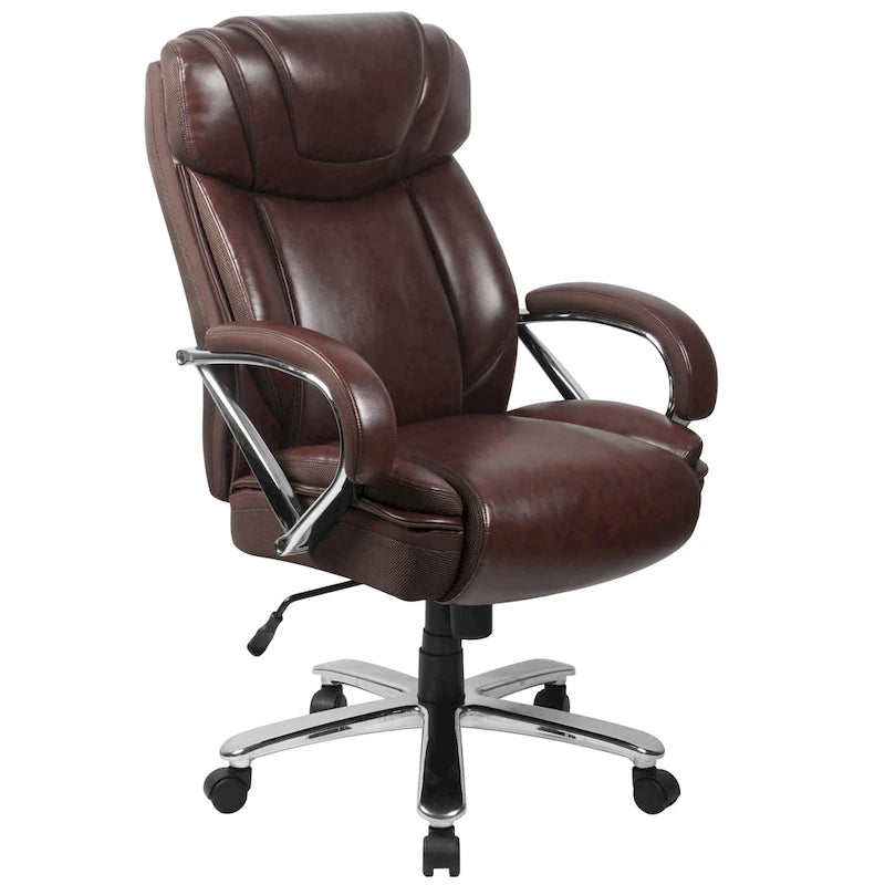 Sedia da ufficio girevole in LeatherSoft con schienale alto Nera/Marrone/Tortora, 1 posto, capacità 227 kg