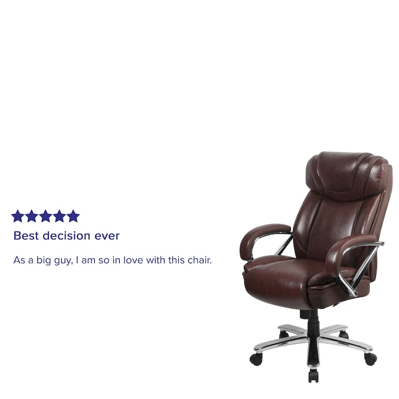 Sedia da ufficio girevole in LeatherSoft con schienale alto Nera/Marrone/Tortora, 1 posto, capacità 227 kg