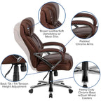 Sedia da ufficio girevole in LeatherSoft con schienale alto Nera/Marrone/Tortora, 1 posto, capacità 227 kg