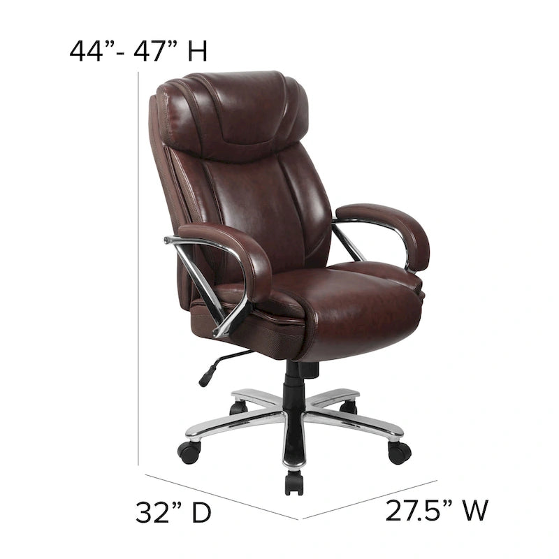 Sedia da ufficio girevole in LeatherSoft con schienale alto Nera/Marrone/Tortora, 1 posto, capacità 227 kg