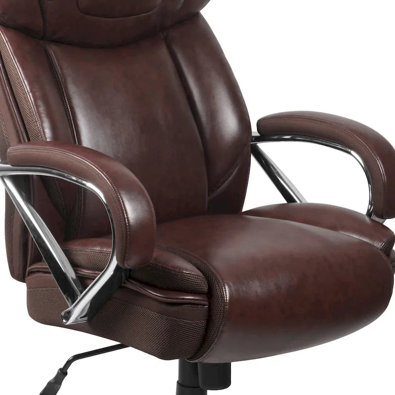 Sedia da ufficio girevole in LeatherSoft con schienale alto Nera/Marrone/Tortora, 1 posto, capacità 227 kg