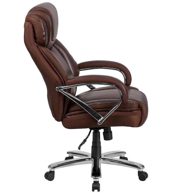 Sedia da ufficio girevole in LeatherSoft con schienale alto Nera/Marrone/Tortora, 1 posto, capacità 227 kg