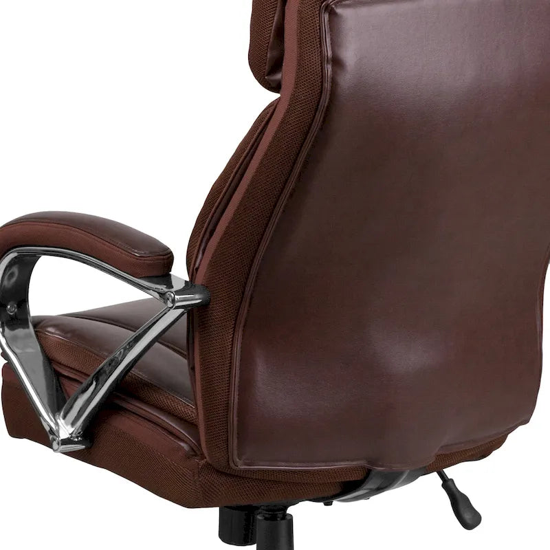 Sedia da ufficio girevole in LeatherSoft con schienale alto Nera/Marrone/Tortora, 1 posto, capacità 227 kg