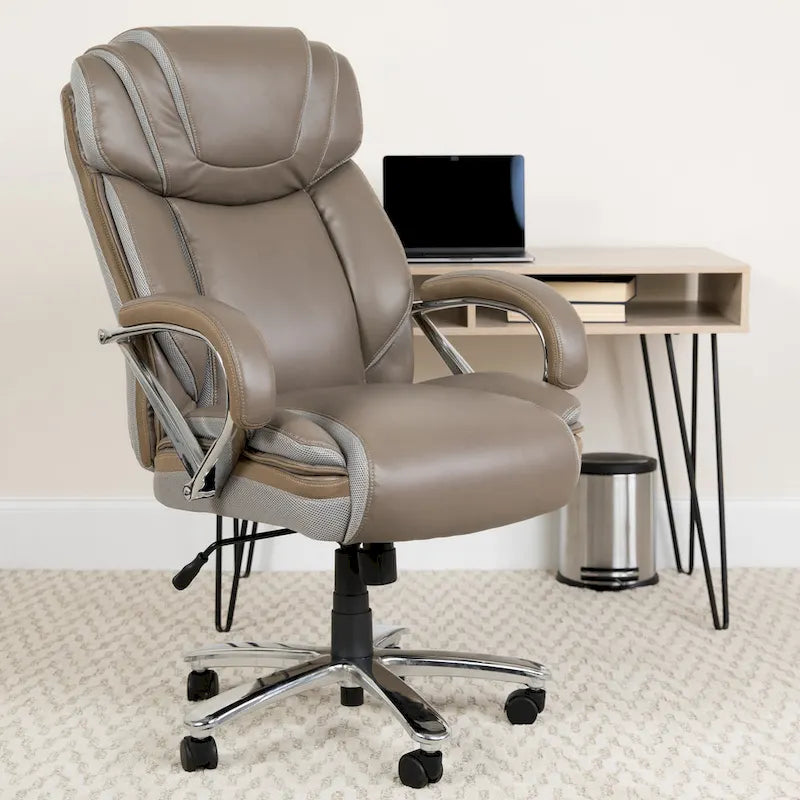 Sedia da ufficio girevole in LeatherSoft con schienale alto Nera/Marrone/Tortora, 1 posto, capacità 227 kg