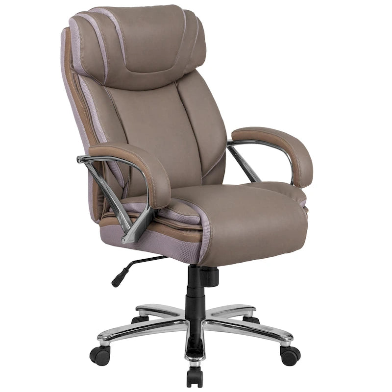 Sedia da ufficio girevole in LeatherSoft con schienale alto Nera/Marrone/Tortora, 1 posto, capacità 227 kg