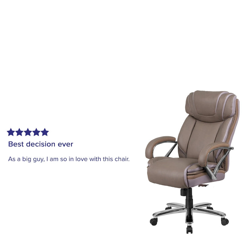 Sedia da ufficio girevole in LeatherSoft con schienale alto Nera/Marrone/Tortora, 1 posto, capacità 227 kg