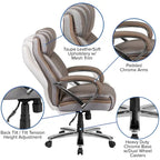 Sedia da ufficio girevole in LeatherSoft con schienale alto Nera/Marrone/Tortora, 1 posto, capacità 227 kg