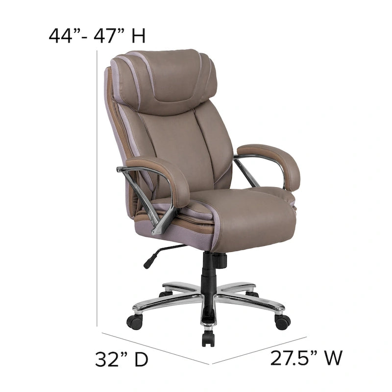 Sedia da ufficio girevole in LeatherSoft con schienale alto Nera/Marrone/Tortora, 1 posto, capacità 227 kg