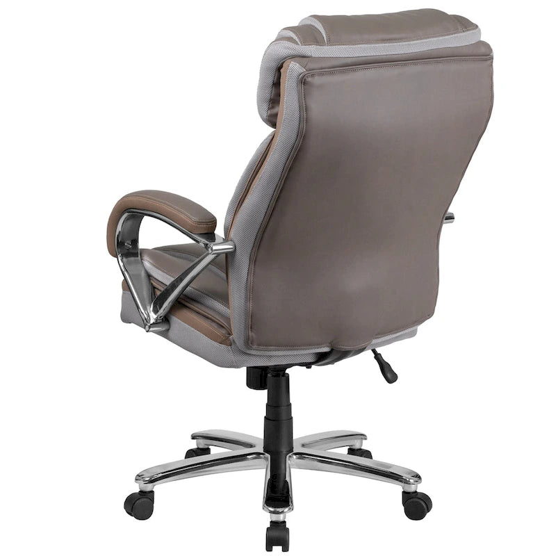 Sedia da ufficio girevole in LeatherSoft con schienale alto Nera/Marrone/Tortora, 1 posto, capacità 227 kg