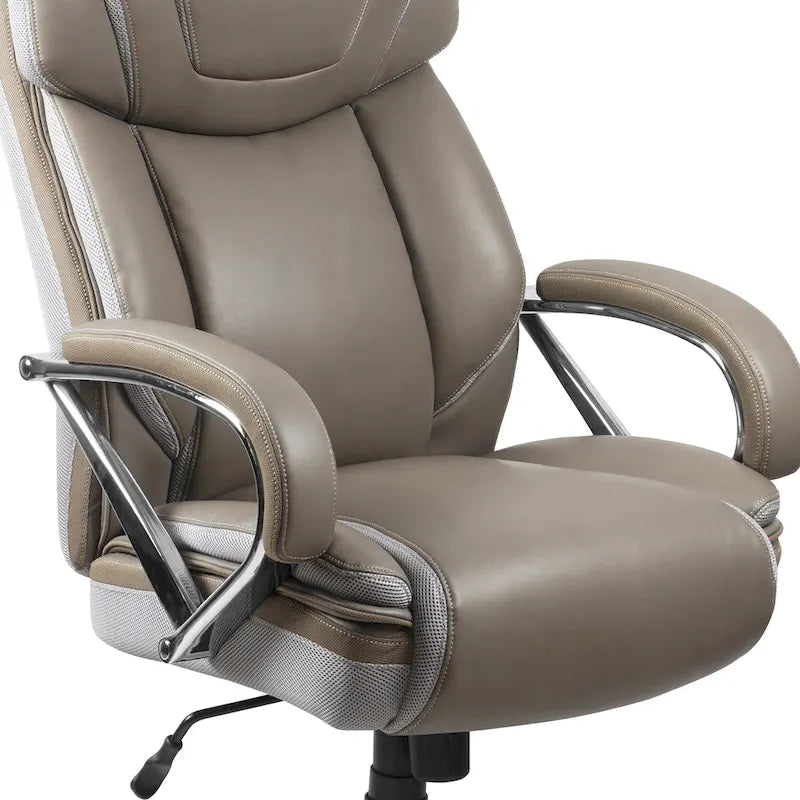 Sedia da ufficio girevole in LeatherSoft con schienale alto Nera/Marrone/Tortora, 1 posto, capacità 227 kg