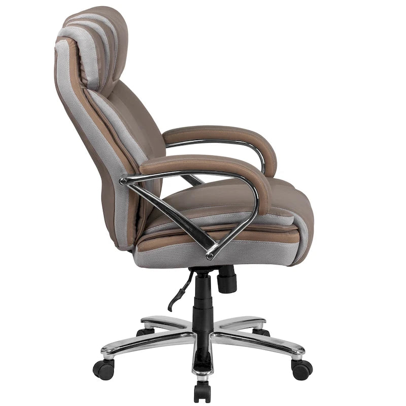 Sedia da ufficio girevole in LeatherSoft con schienale alto Nera/Marrone/Tortora, 1 posto, capacità 227 kg