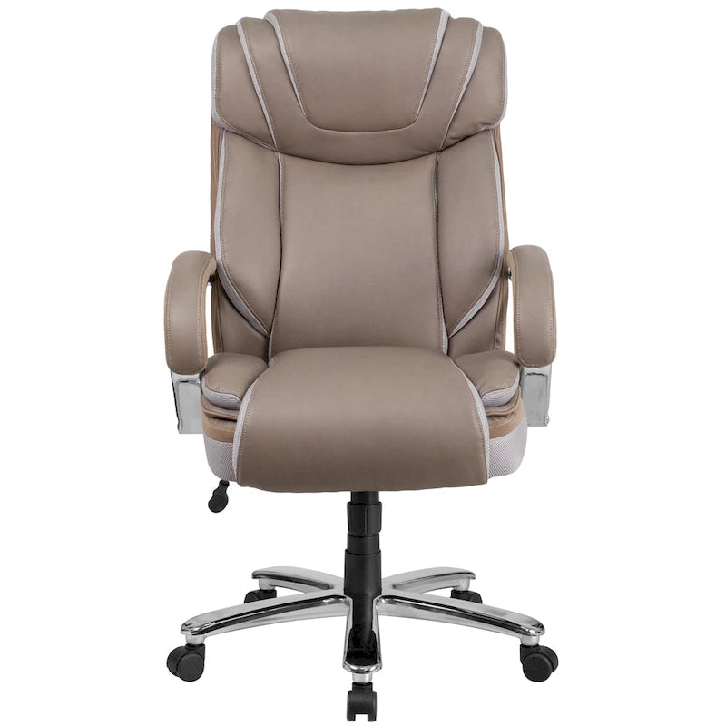 Sedia da ufficio girevole in LeatherSoft con schienale alto Nera/Marrone/Tortora, 1 posto, capacità 227 kg